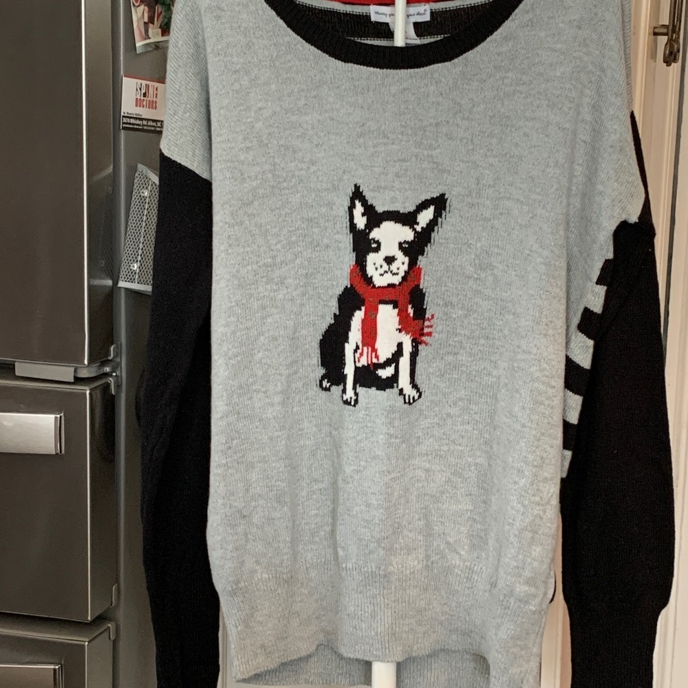 Wearing your heart on‎ your sleeve French bulldog sweater. NWT . Retail 52